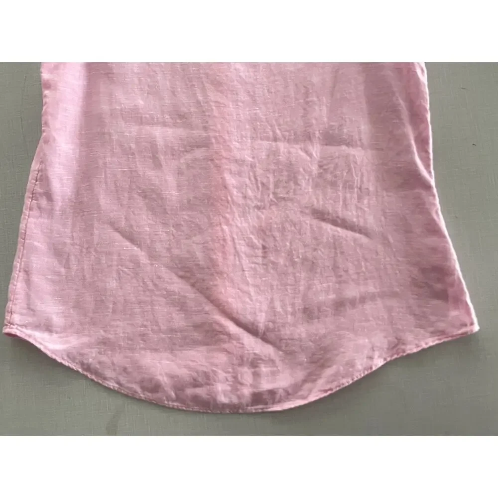 Lilly Pulitzer Sz S Briette Linen Button Down Shirt Pink Classic Vacation Resort - Picture 11 of 12